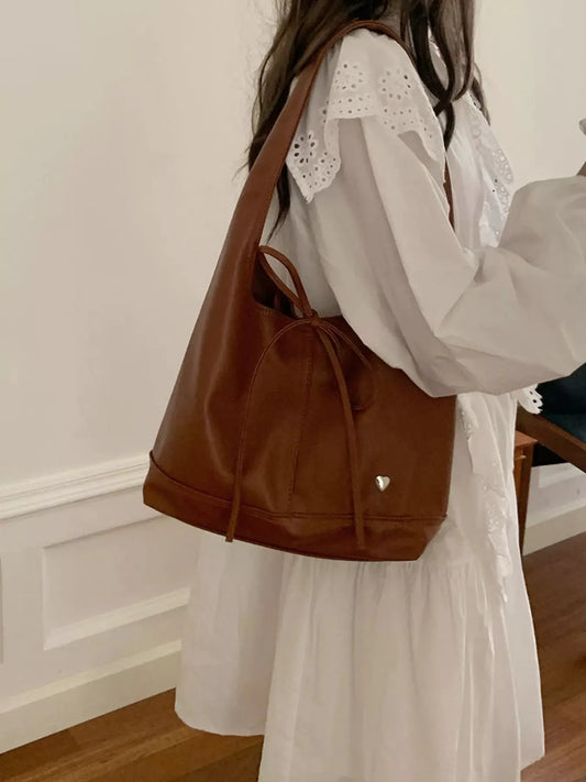 Leather Tied Shoulder Bag by Partner Label