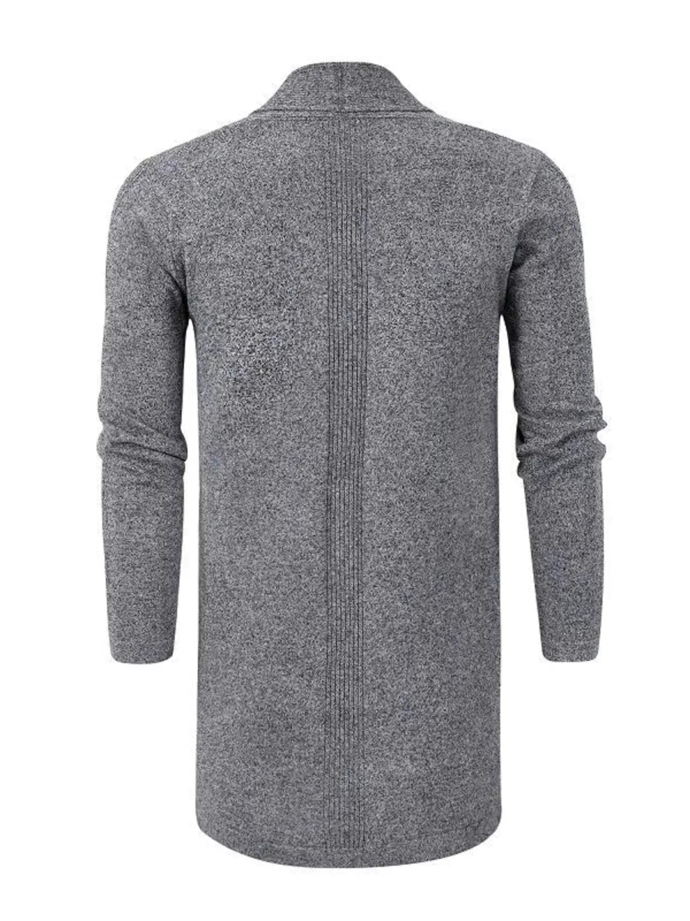 Men's Plus Size Heathered Open Front Longline Knit Cardigan with Pockets by Trendsi
