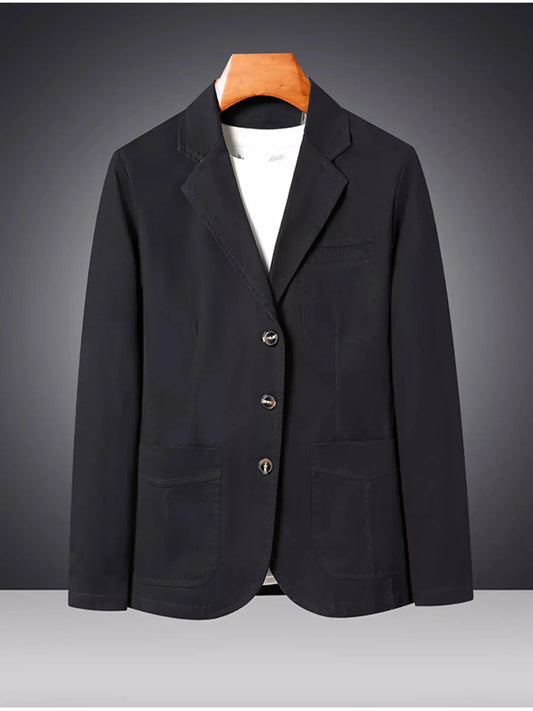 Men's Plus Size Lapel Collar Long Sleeve Blazer by Trendsi