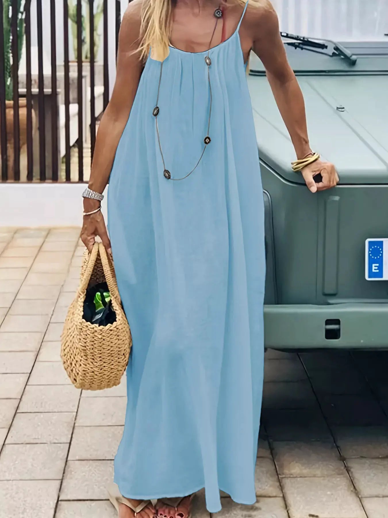 Backless Scoop Neck Maxi Dress by Partner Label