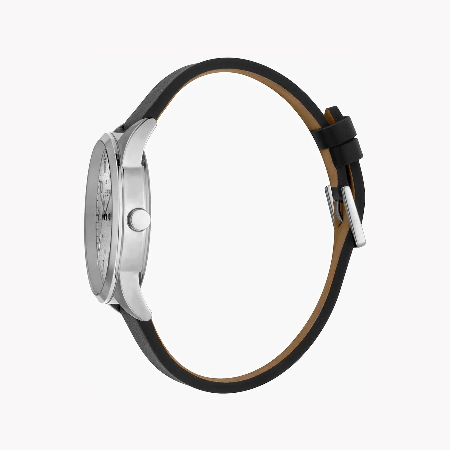 Esprit Men's Black Leather Watch, Silver Dial | Es1g093m0015 by ESPRIT
