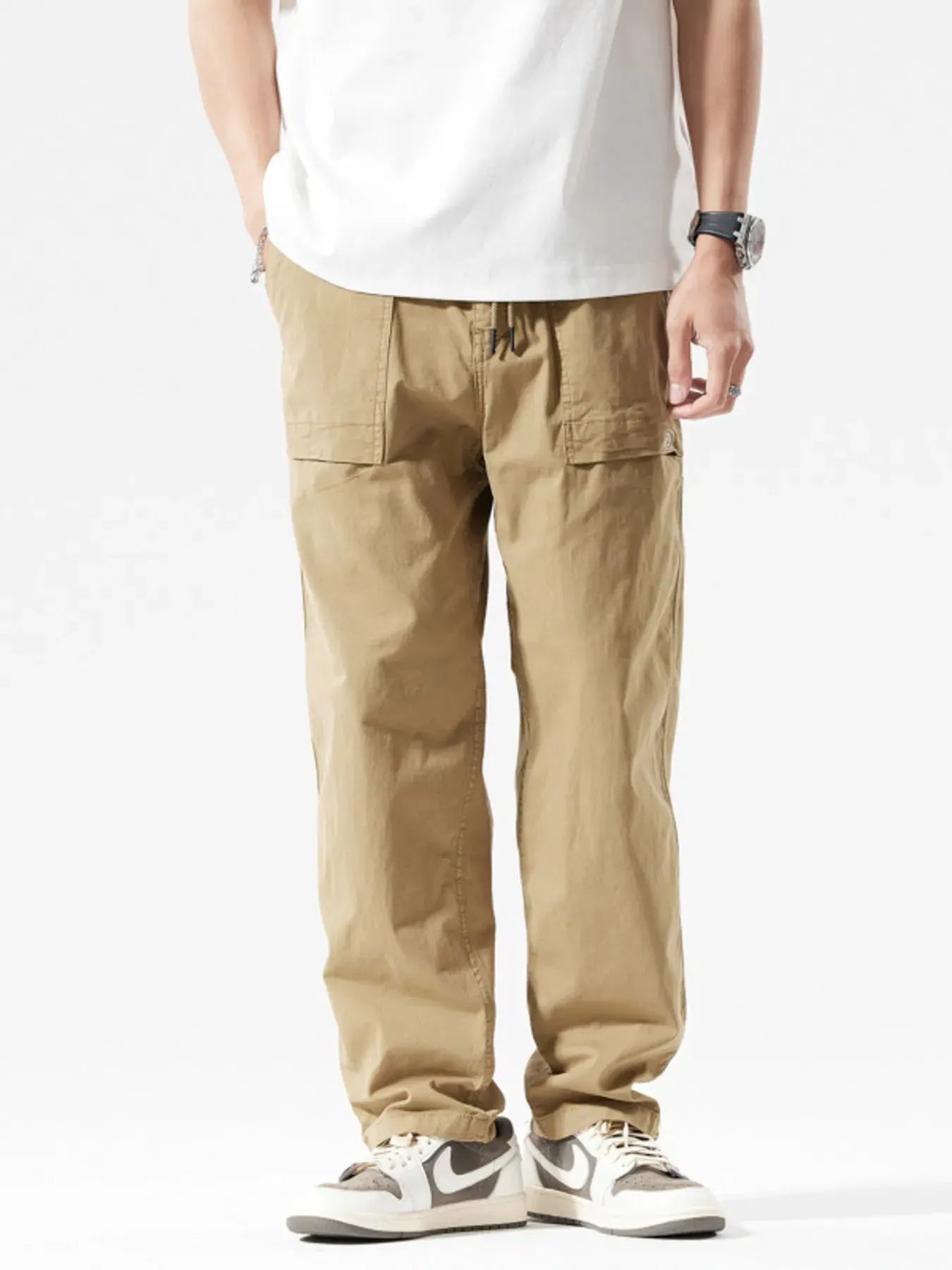 Men's Full Size Casual Cargo Pants with Multiple Pockets Plus Size by Partner Label