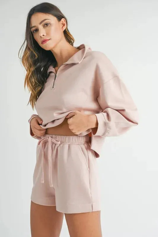 MABLE Half Zip Sweatshirt and Shorts Set by MABLE