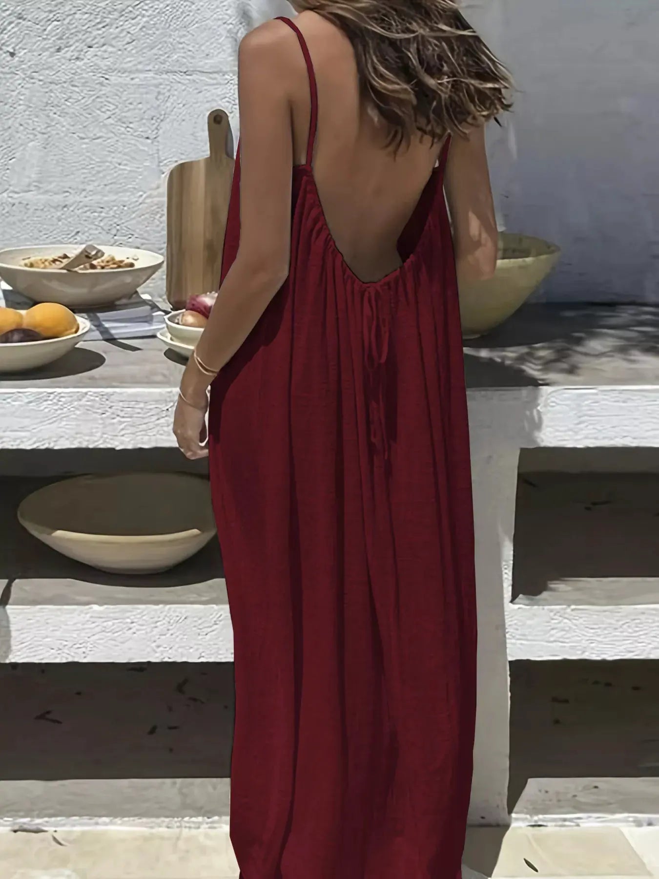 Backless Scoop Neck Maxi Dress by Partner Label