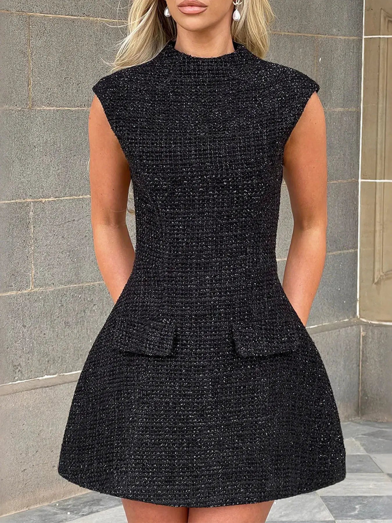 Cutout Back Round Neck Cap Sleeve Mini Dress by Partner Label