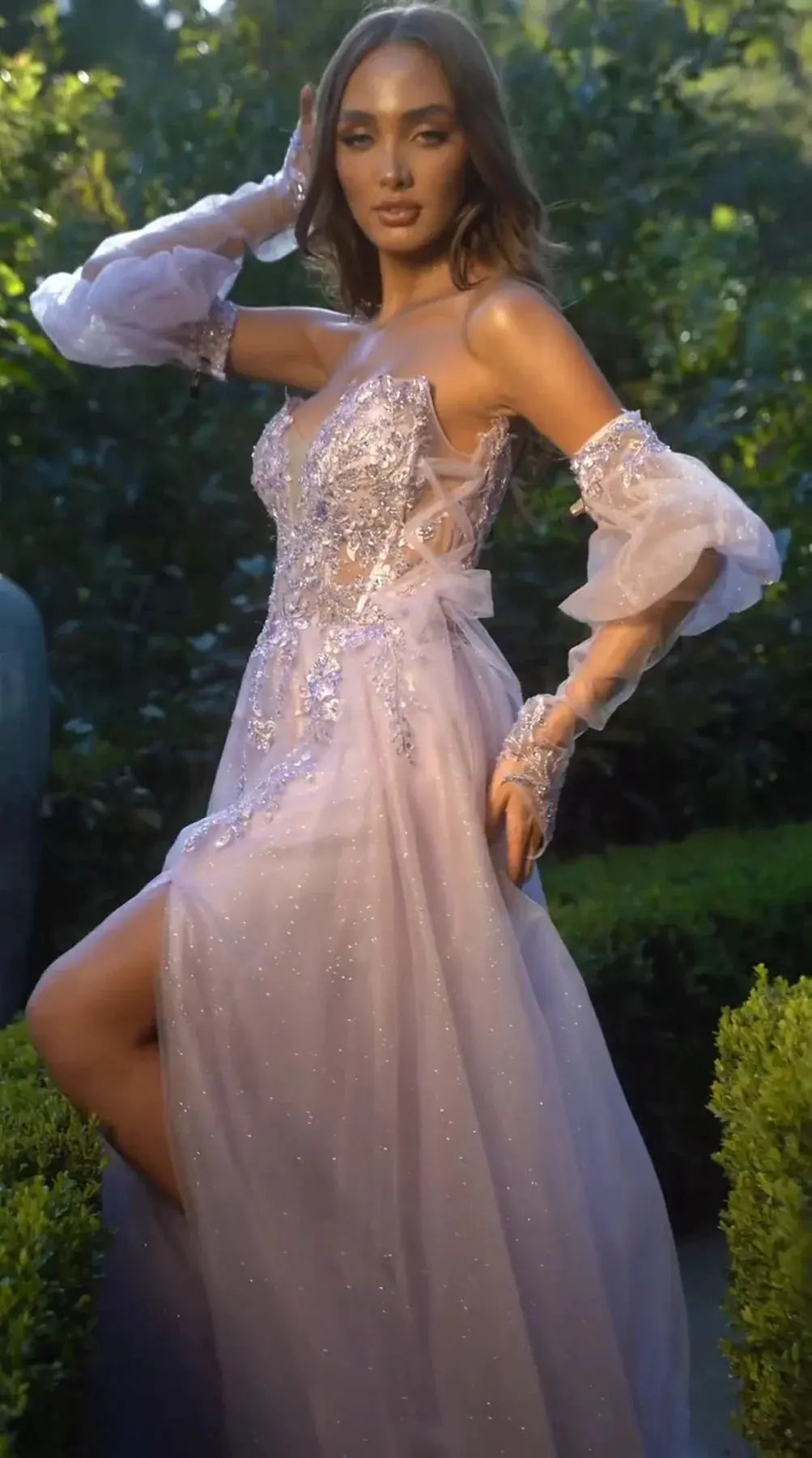 Strapless A-Line Layered Tulle Gown by Tux-USA