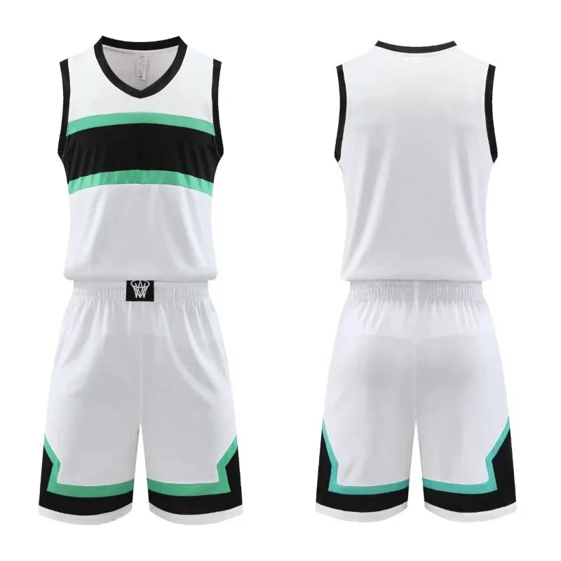 Plus Size Mens Oversized Basketball Jersey Set Sleeveless Shirt and Pants Print by Vimost Shop