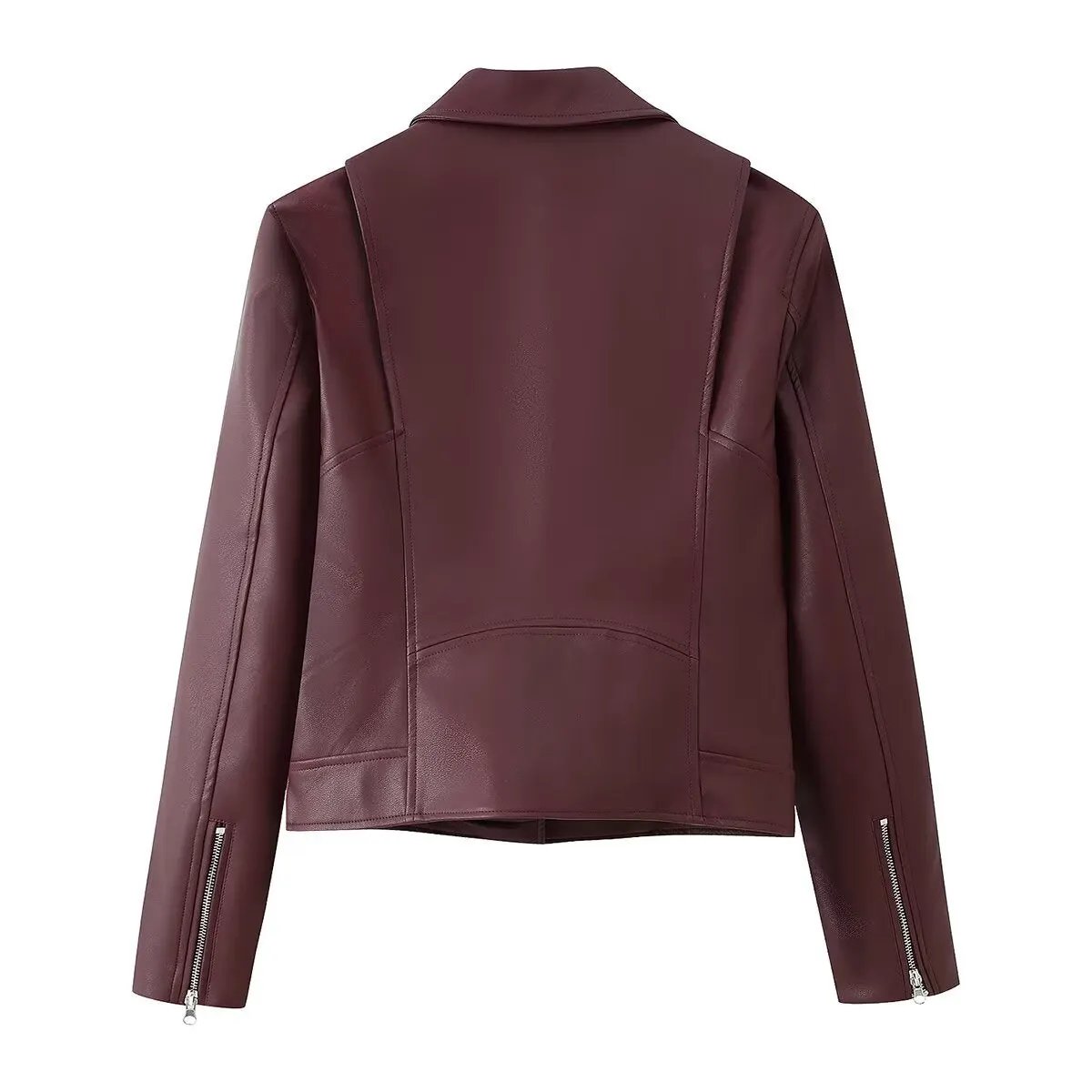 Women's Burgundy Faux Leather Moto Jacket BYMANYC ® New York CONTEMPORARY VIBRANT MODERN FASHION - New Collection by BYMANYC ® New York