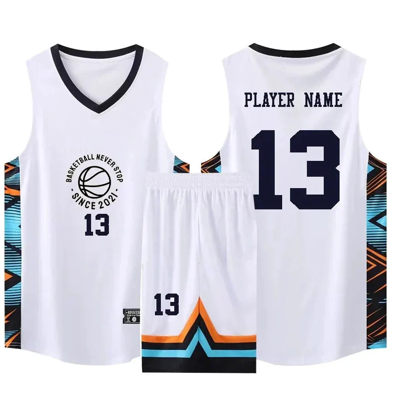 Youth Mens Custom Basketball Jersey Set Quick Dry Breathable Vest and Shorts Personalized Name Number Print by Vimost Shop