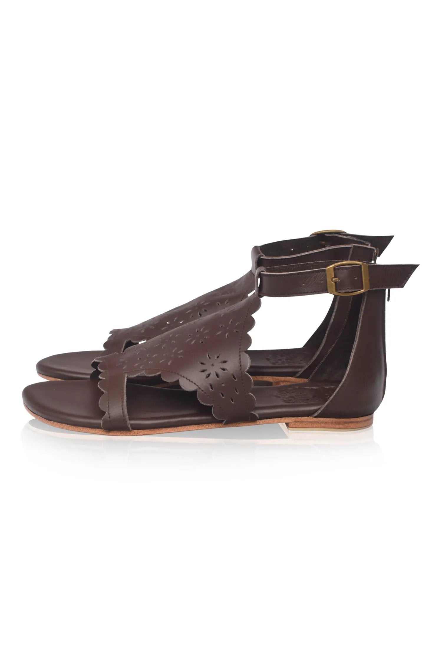 Al Fresco Cut-Out Leather Sandals (Sz. 7.5) by ELF