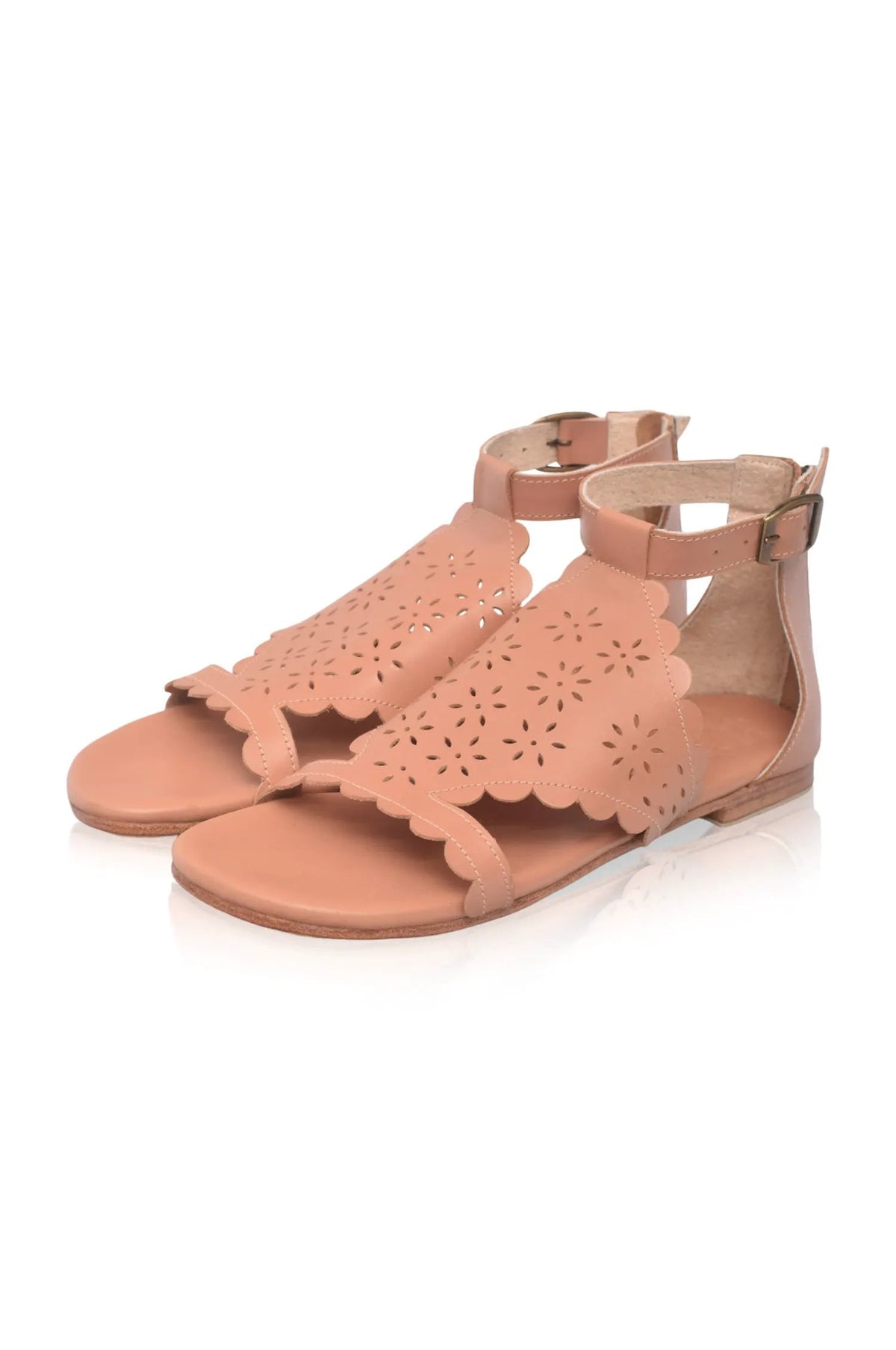 Al Fresco Cut-Out Leather Sandals (Sz. 7.5) by ELF