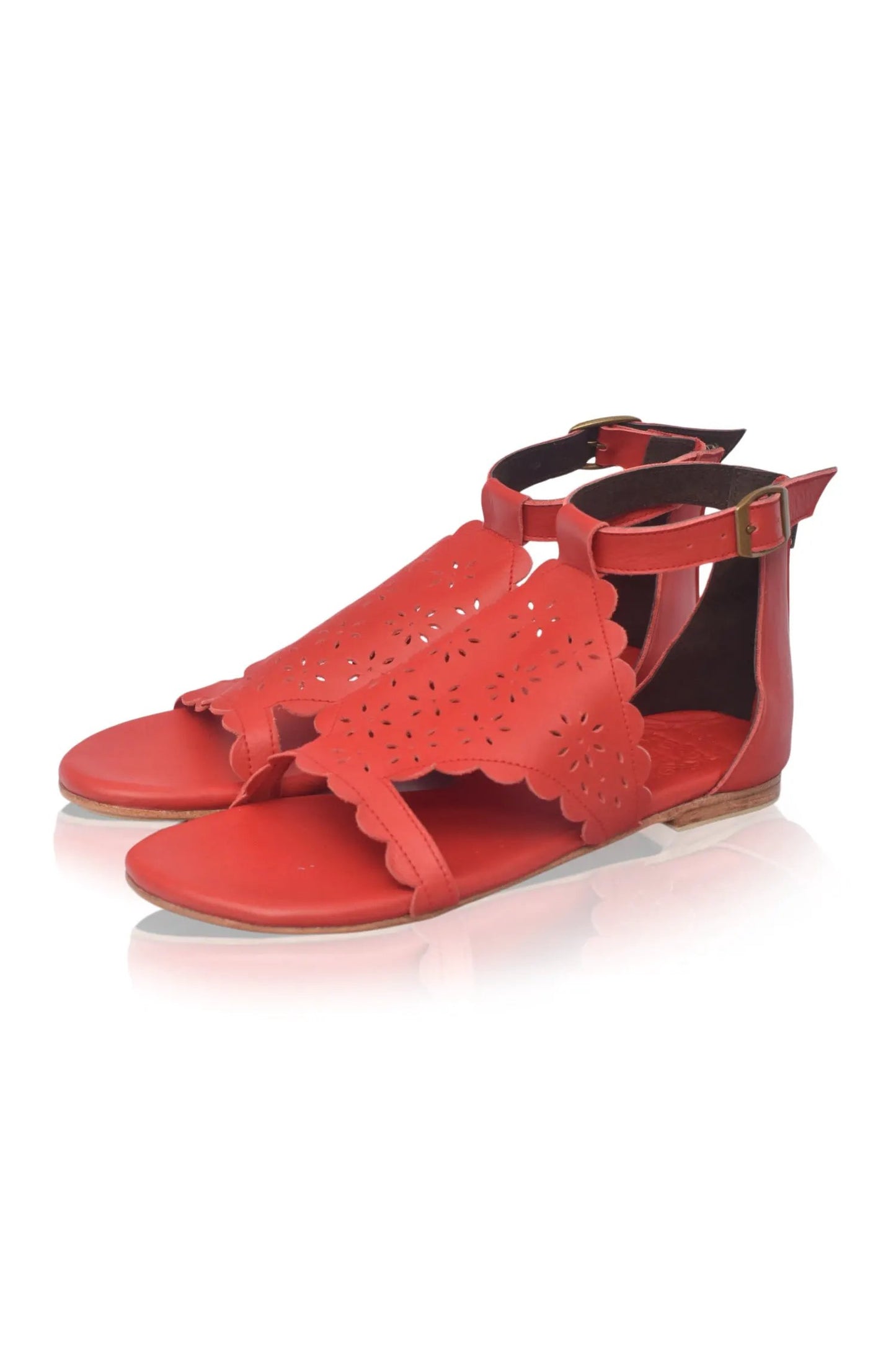 Al Fresco Cut-Out Leather Sandals (Sz. 7.5) by ELF