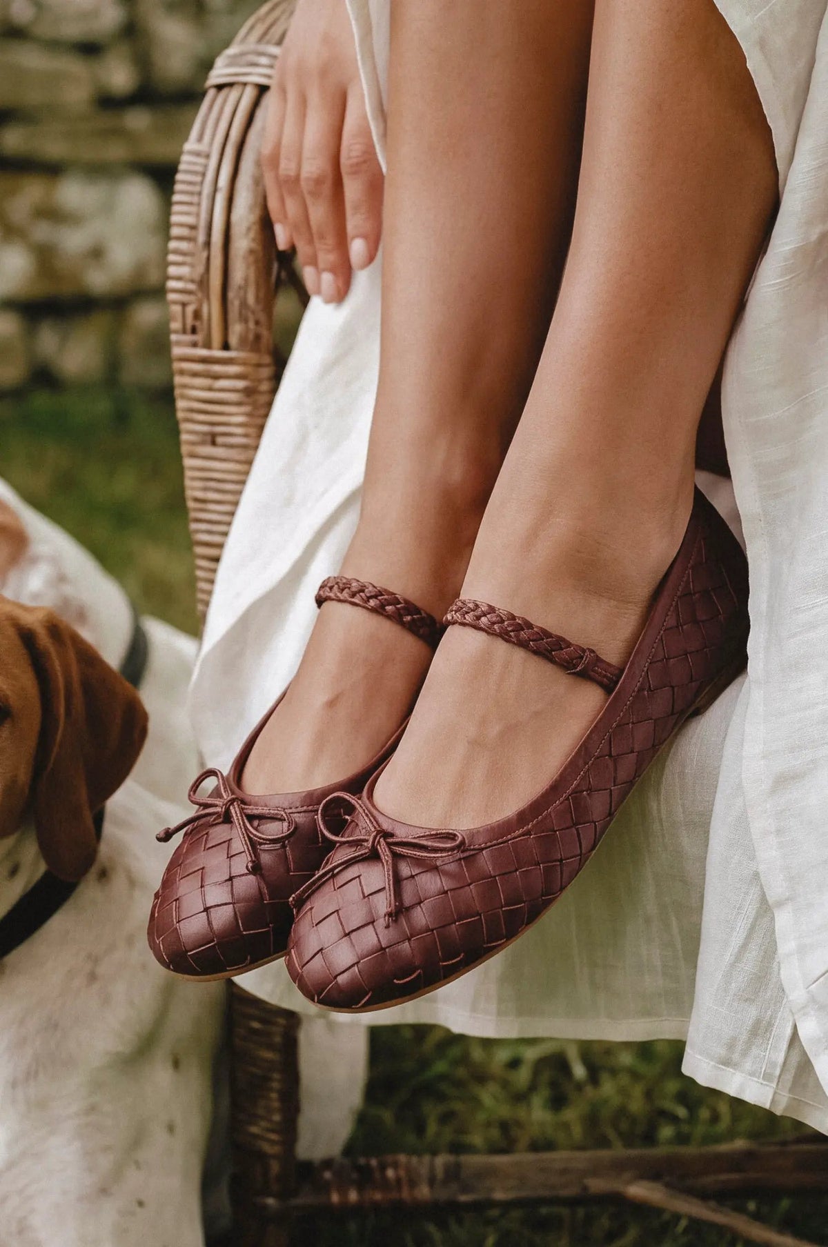 Marisol Woven Leather Ballet Flats by ELF
