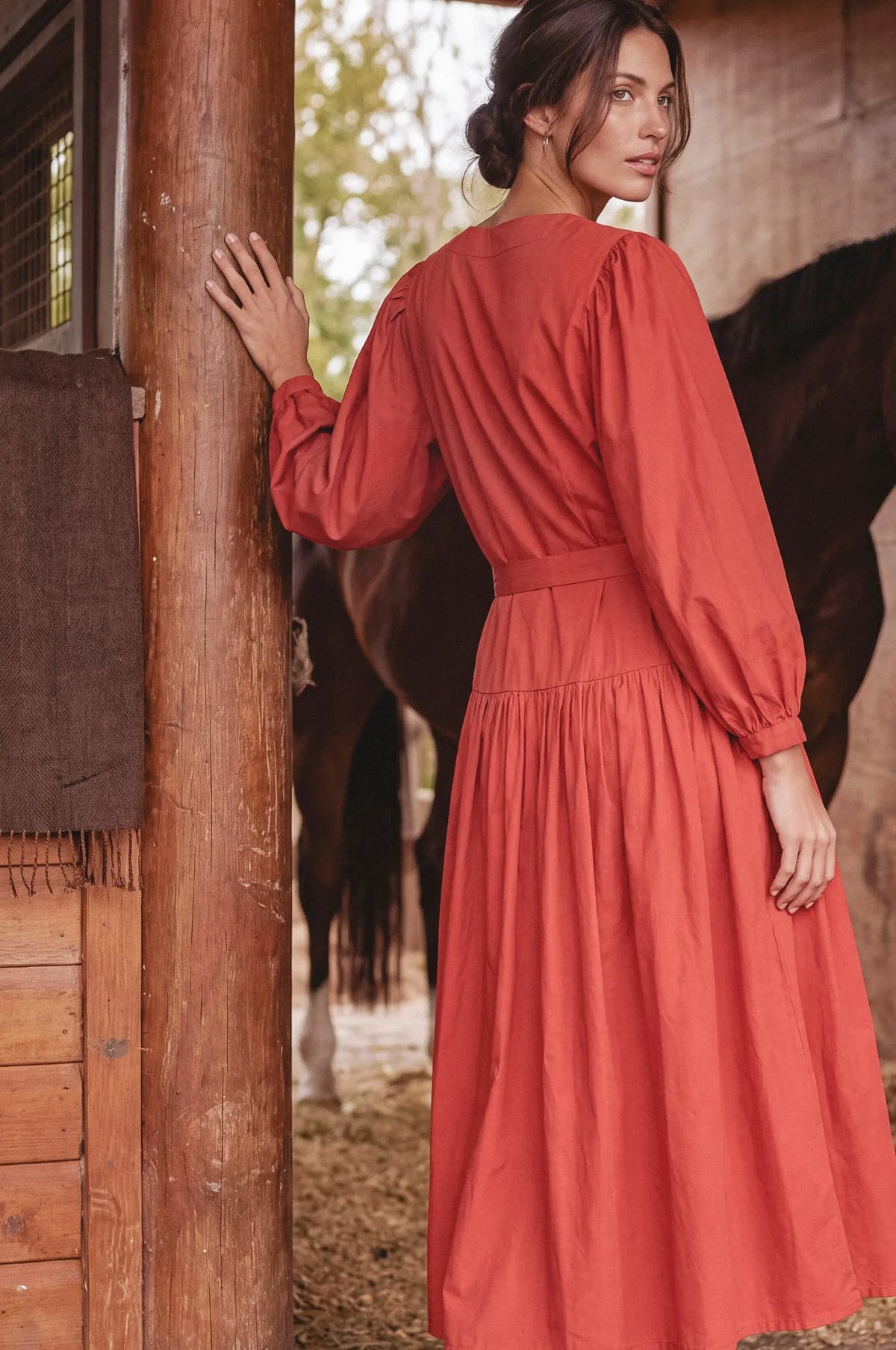 Arbelle Belted Cotton Button-Front Midi Dress by ELF