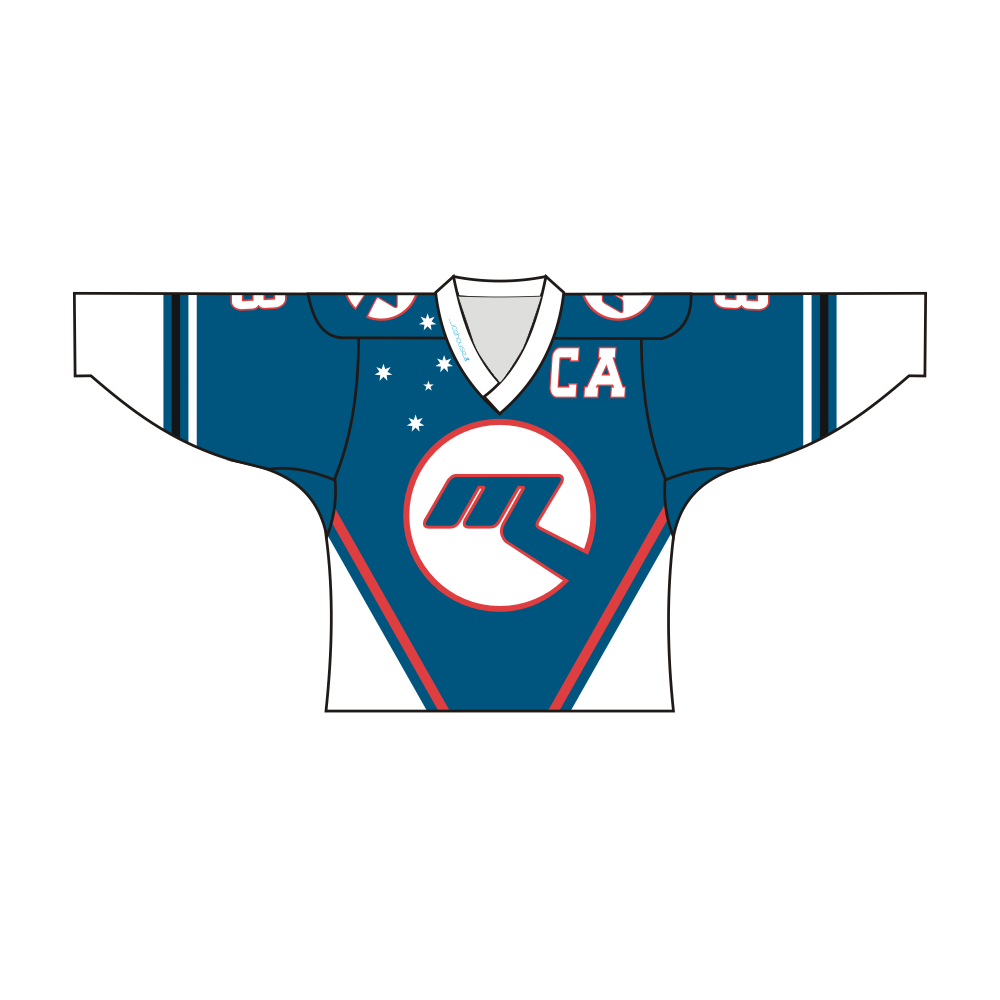 Custom Blue White CA Team Hockey Jersey-0