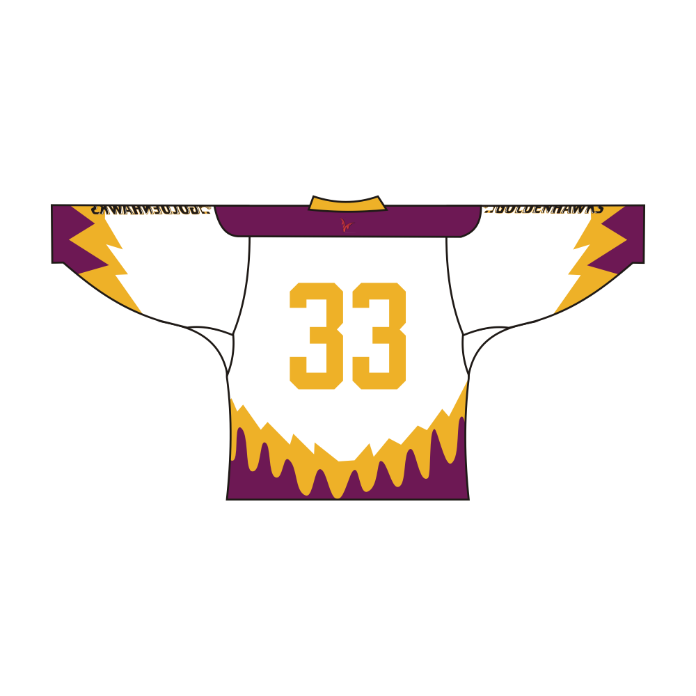 White Yellow Purple Hawks Hockey Jersey-1