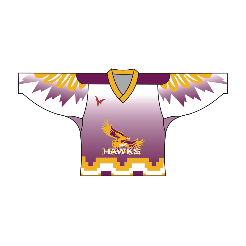 White Yellow Purple Hawks Hockey Jersey-2