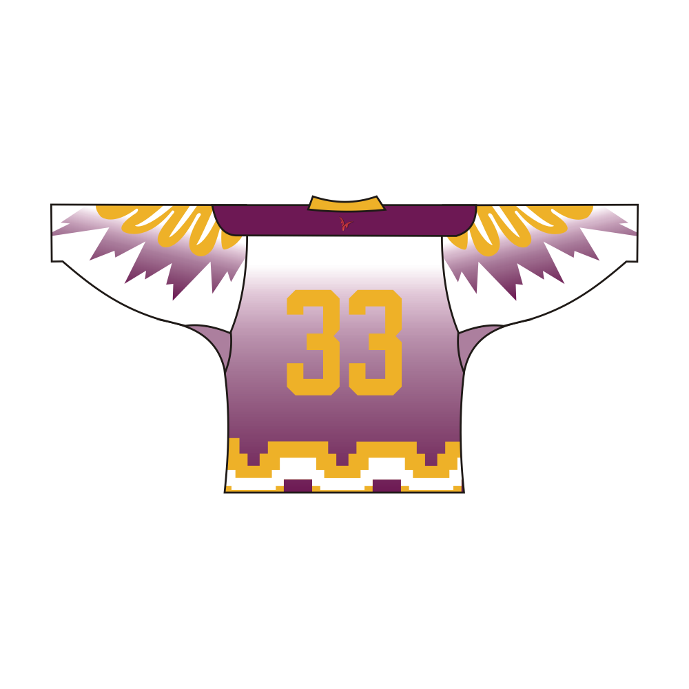 White Yellow Purple Hawks Hockey Jersey-3