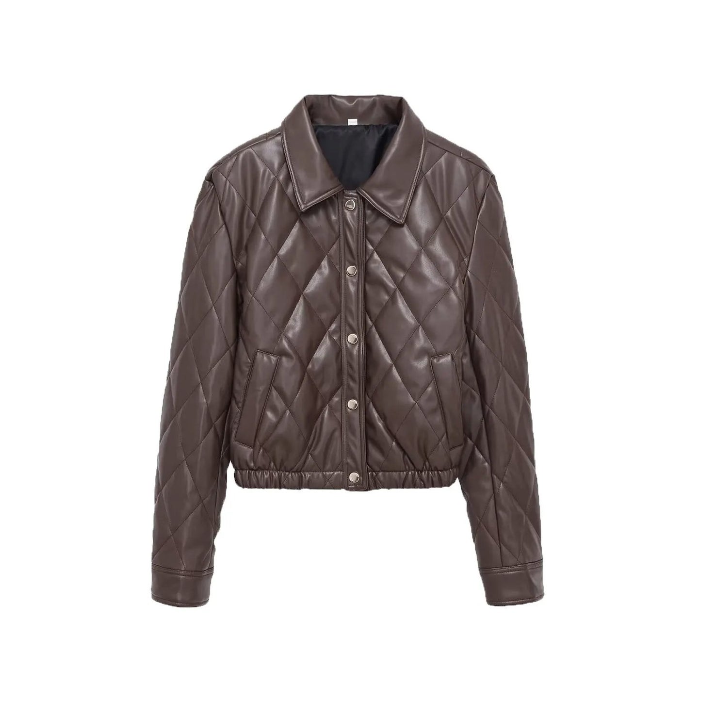 Women's Jacket Quilted Faux Leather BYMANYC ® New York SOHO BROWN LEATHER BOMBER - New Collection by BYMANYC ® New York