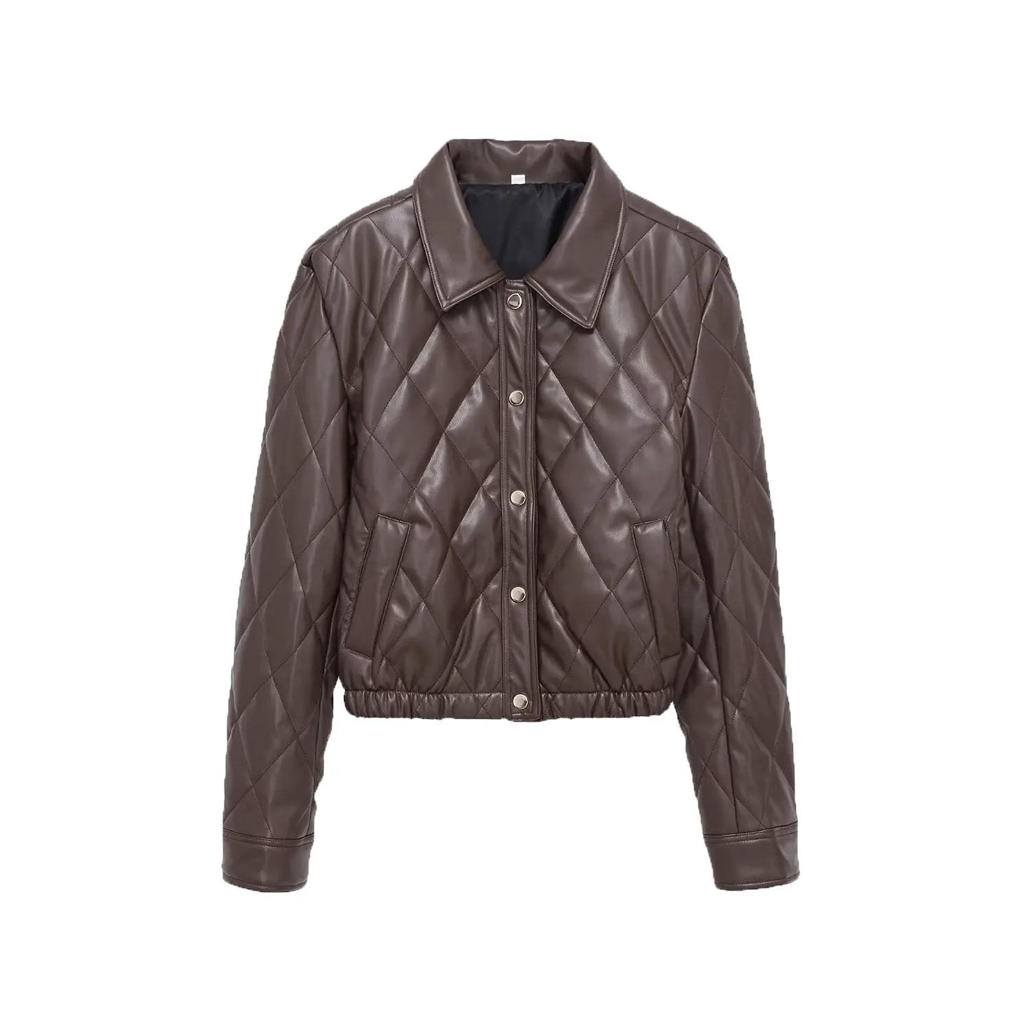 Women's Jacket Quilted Faux Leather BYMANYC ® New York SOHO BROWN LEATHER BOMBER - New Collection by BYMANYC ® New York