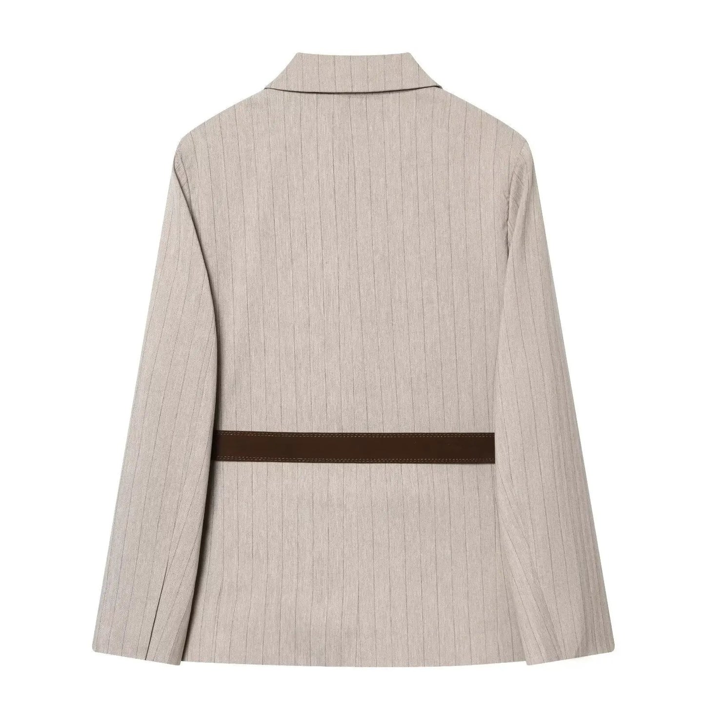 Women's Jacket Beige Pinstripe Belted Blazer BYMANYC ® New York WALL STREET BELTED BEIGE BLAZER - New Collection by BYMANYC ® New York