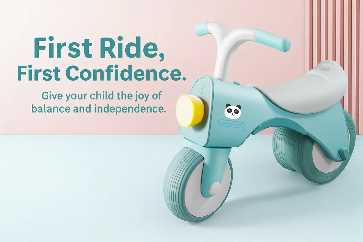 MyKids-USA 5-In-1 Musical Balance Bike For Toddlers With Wide Wheels by Tux-USA