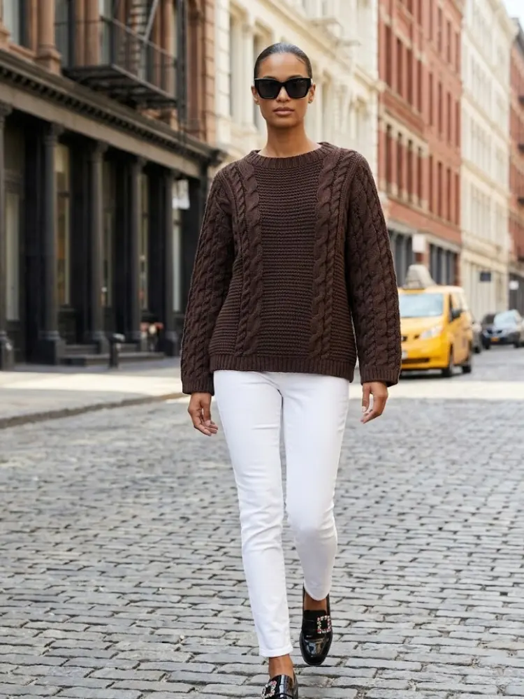 BOWERY Women's Cable-Knit Sweater Prêt-à-Porter BYMANYC ® New York by BYMANYC ® New York