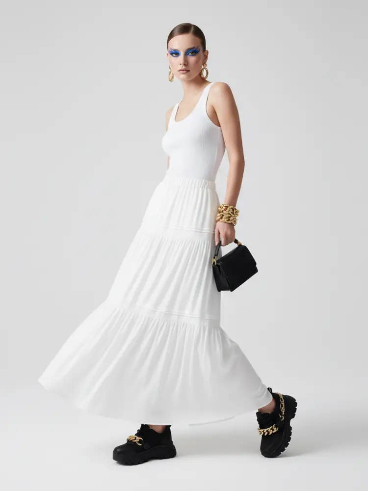 BROOKLYN BREEZE Tiered Maxi Skirt ECO FASHION BYMANYC ® New York by BYMANYC ® New York