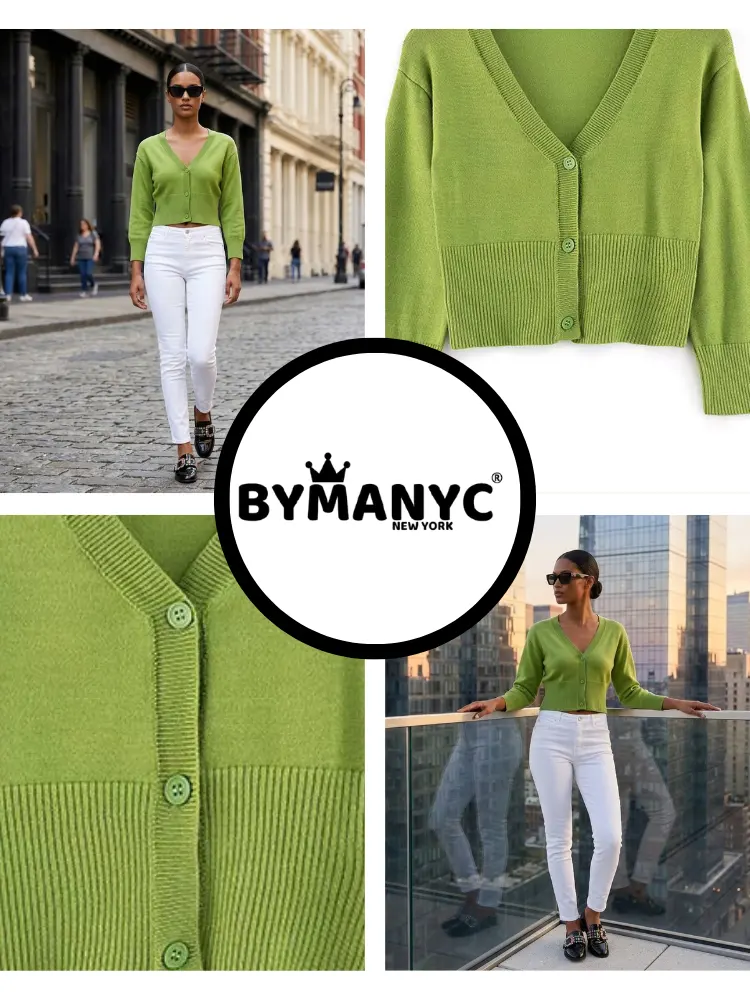 BRYANT Women's Green Knit Cardigan Prêt-à-Porter BYMANYC ® New York by BYMANYC ® New York