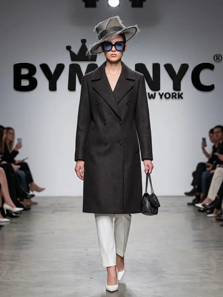 Women's Dark Espresso Double-Breasted Long Wool-Blend Coat BYMANYC ® New York CONTEMPORARY VIBRANT MODERN FASHION - New Collection by BYMANYC ® New York