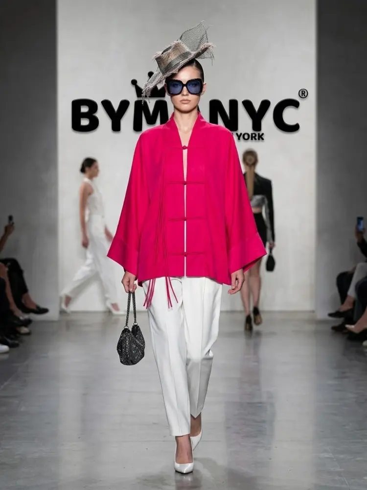 Women's Magenta Knot-Closure Kimono Jacket BYMANYC ® New York CONTEMPORARY VIBRANT MODERN FASHION - New Collection by BYMANYC ® New York
