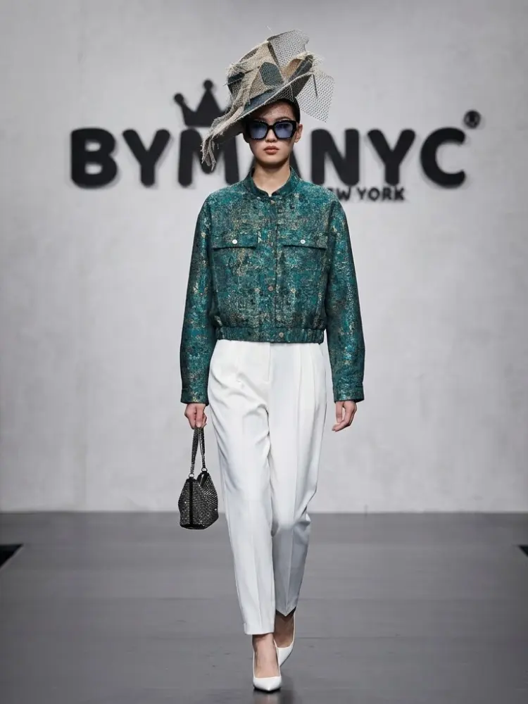 Women's Metallic Jacquard Turquoise Jacket BYMANYC ® New York CONTEMPORARY VIBRANT MODERN FASHION - New Collection by BYMANYC ® New York