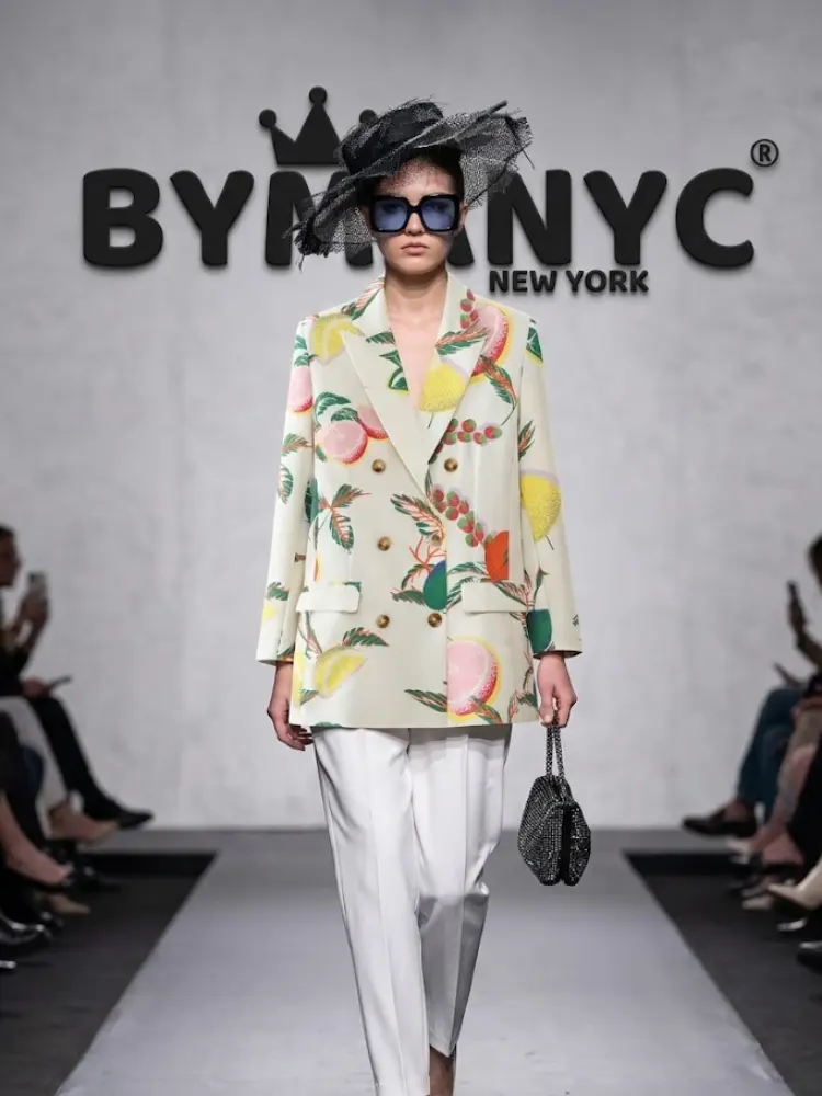 Women's Tropical Botanical Printed Double-Breasted Blazer BYMANYC ® New York CONTEMPORARY VIBRANT MODERN FASHION - New Collection by BYMANYC ® New York