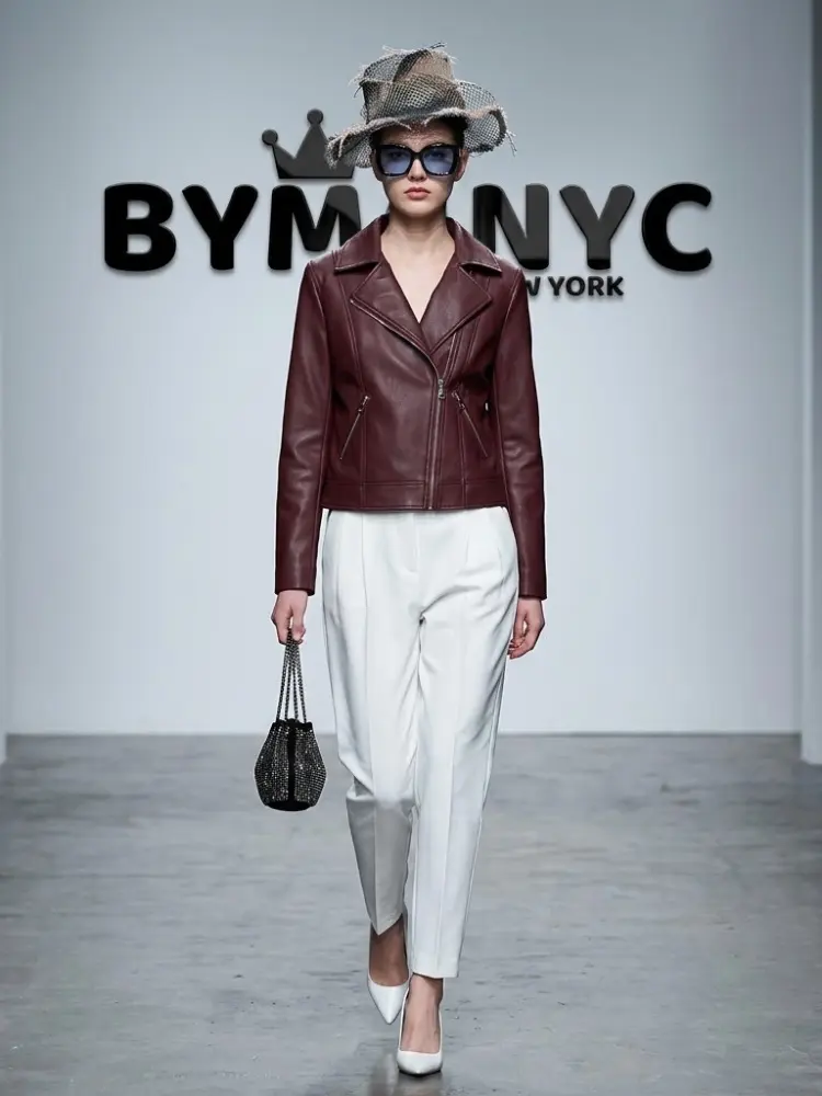 Women's Burgundy Faux Leather Moto Jacket BYMANYC ® New York CONTEMPORARY VIBRANT MODERN FASHION - New Collection by BYMANYC ® New York