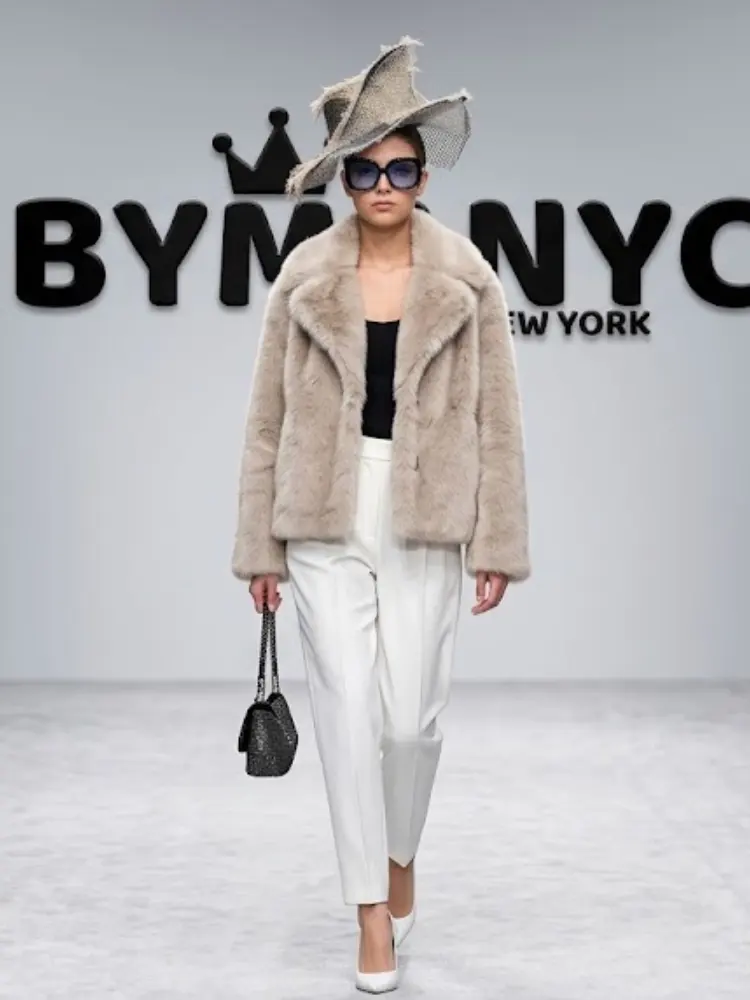 Women's Beige Faux Fur Jacket BYMANYC ® New York CONTEMPORARY VIBRANT MODERN FASHION - New Collection by BYMANYC ® New York