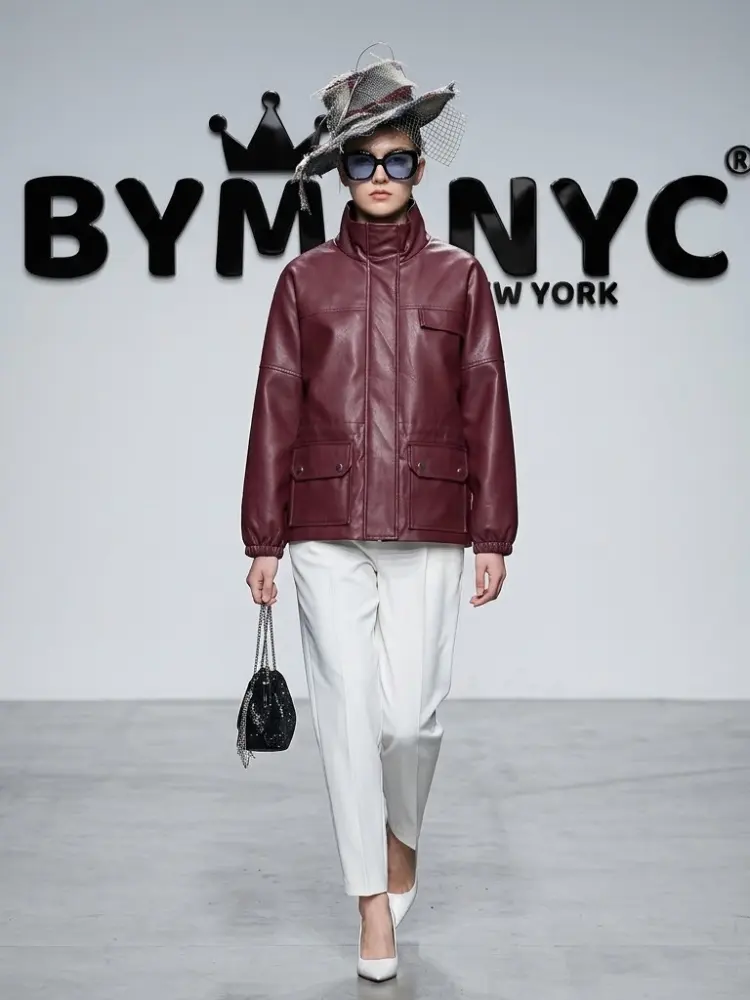 Women's Faux Leather High-Neck Jacket BYMANYC ® New York CONTEMPORARY VIBRANT MODERN FASHION - New Collection by BYMANYC ® New York