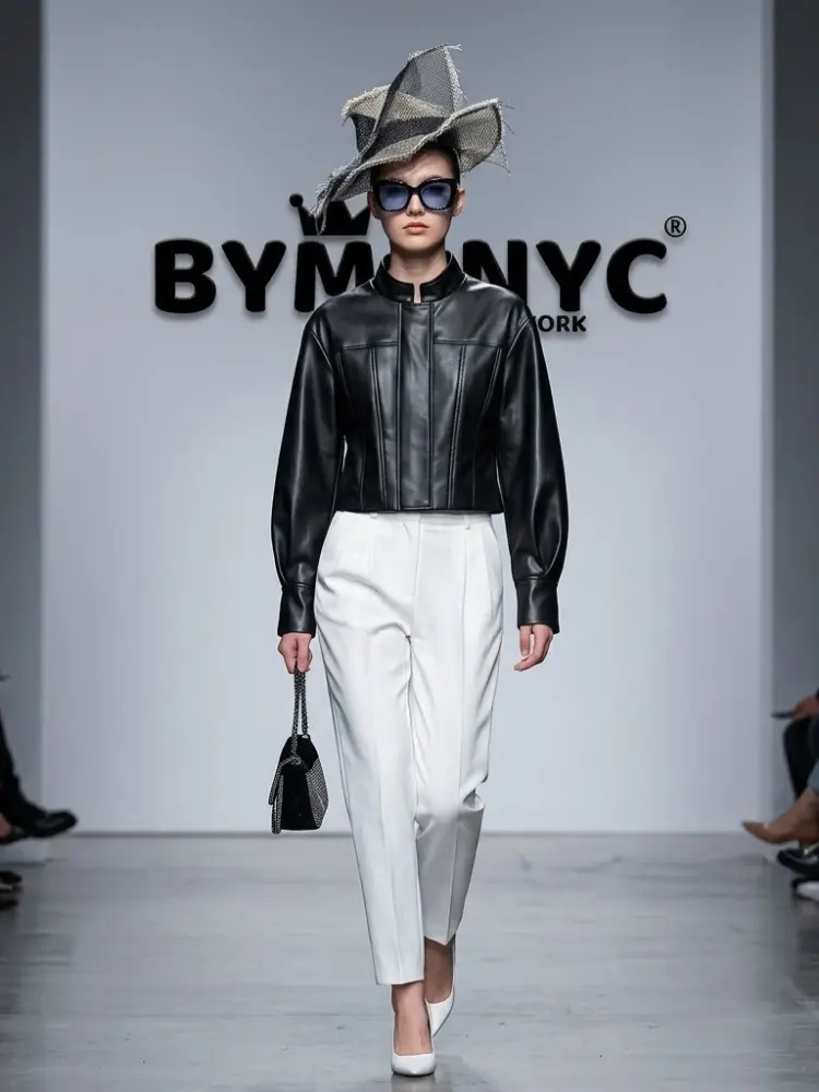 Women's Faux Leather Cropped Jacket BYMANYC ® New York CONTEMPORARY VIBRANT MODERN FASHION - New Collection by BYMANYC ® New York