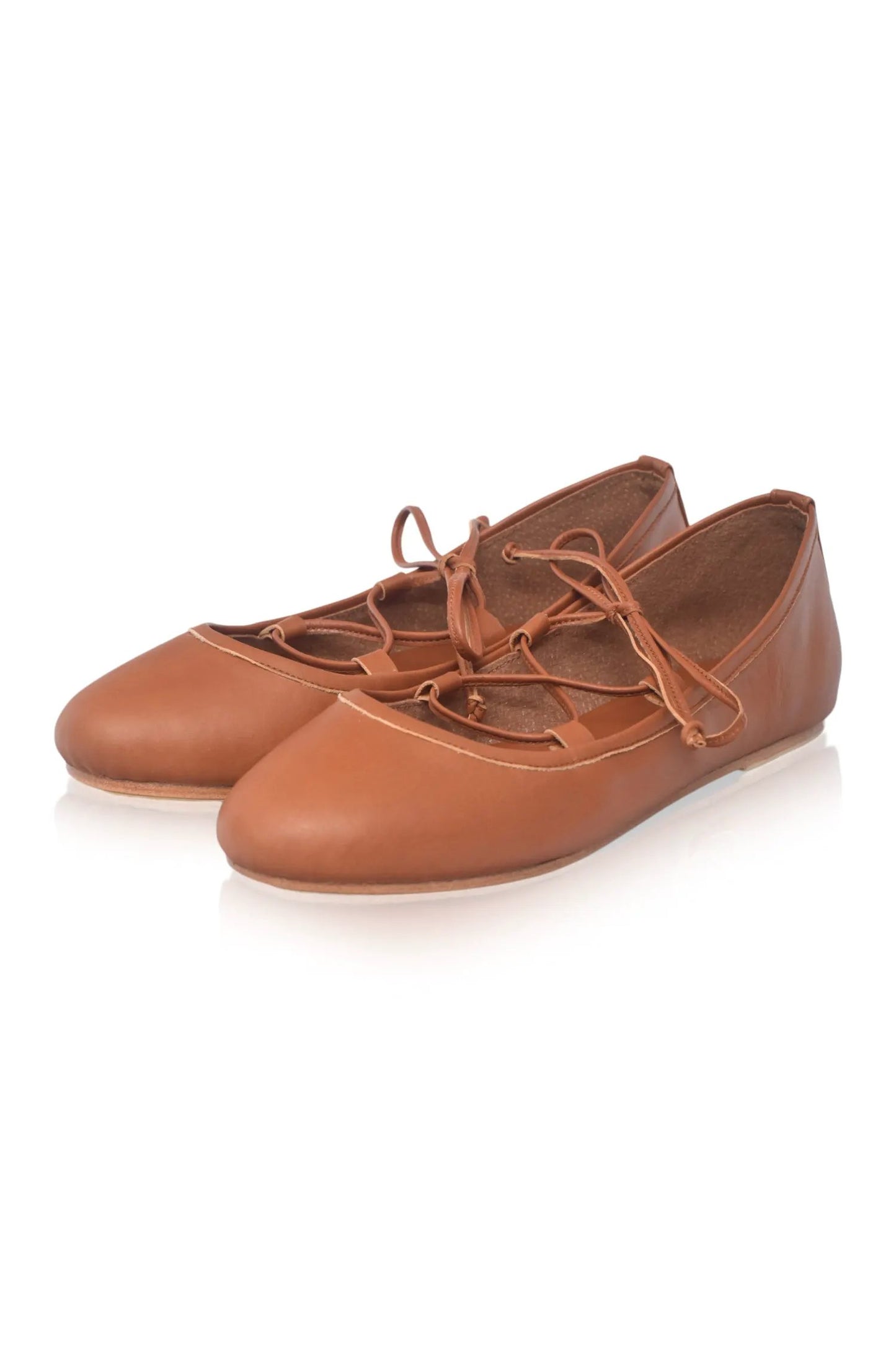 Ballerine Lace-Up Leather Flats by ELF