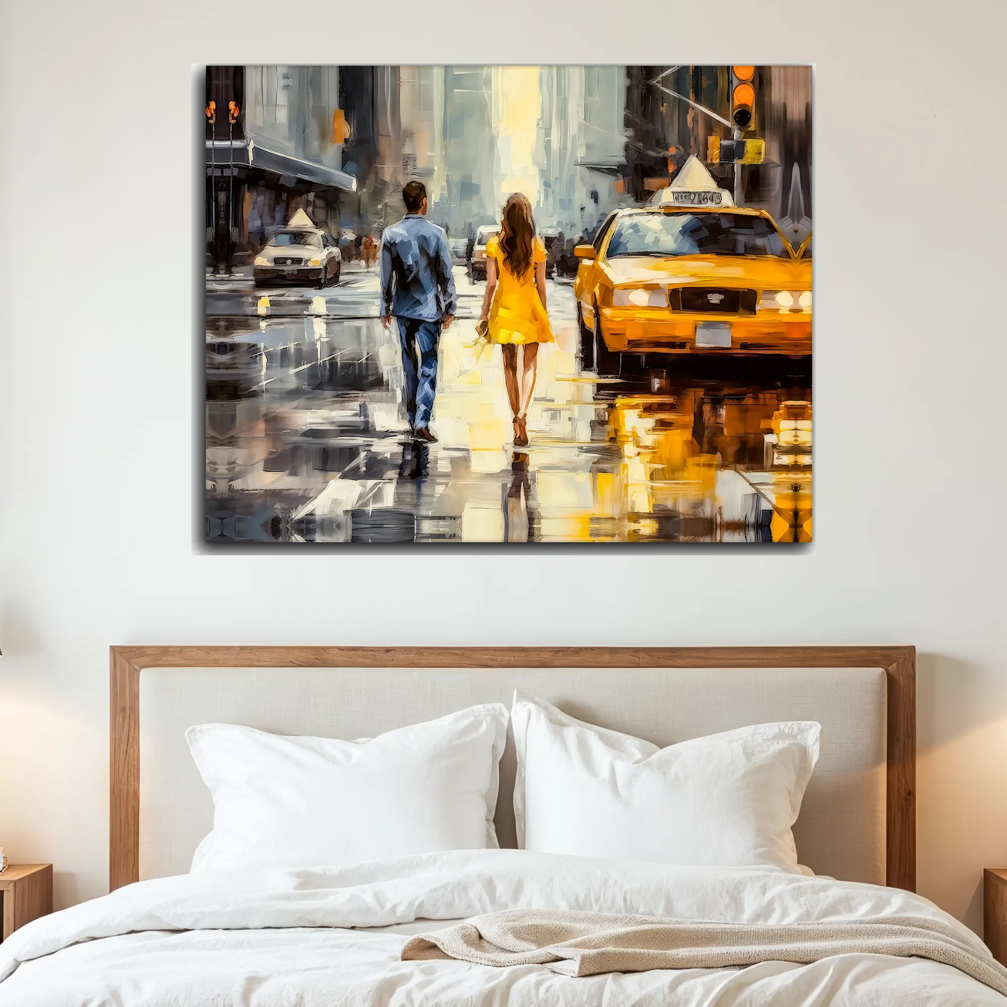 Couple in NY-Vintage Downtown New York-Canvas Print-Wall Art by Gtaart.ca