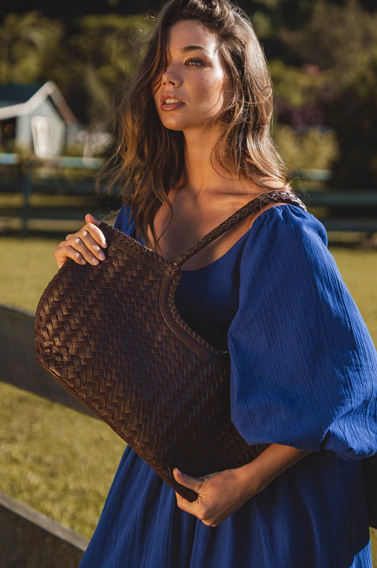 Bellagio Woven Leather Tote Bag by ELF