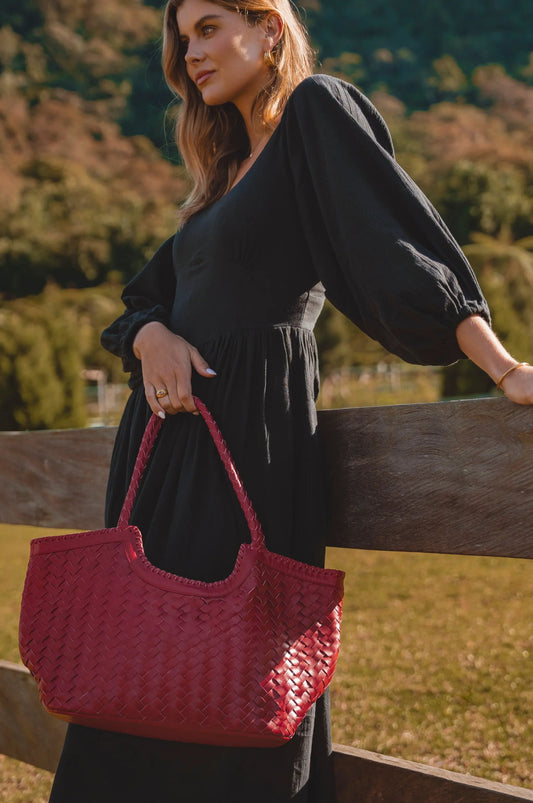 Bellagio Woven Leather Tote Bag by ELF