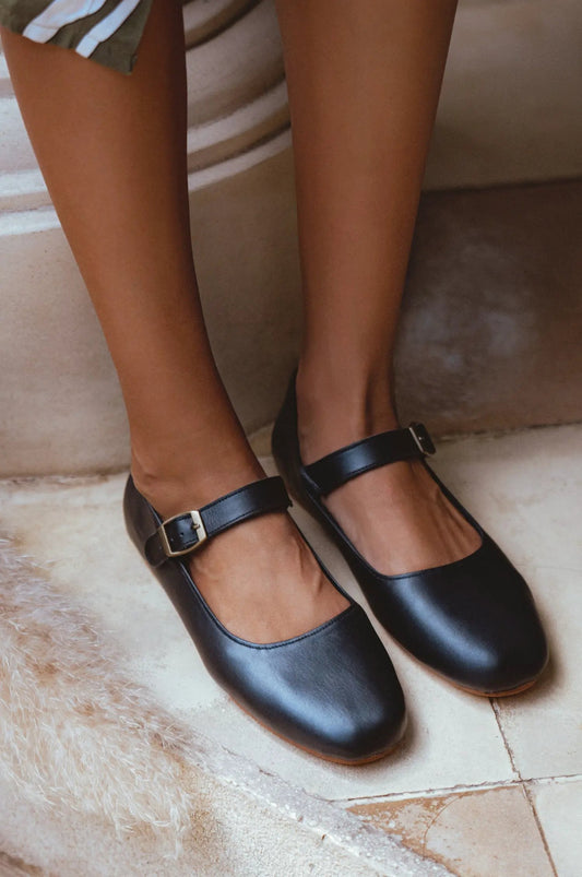 Belle Rose Mary Jane Leather Flats by ELF