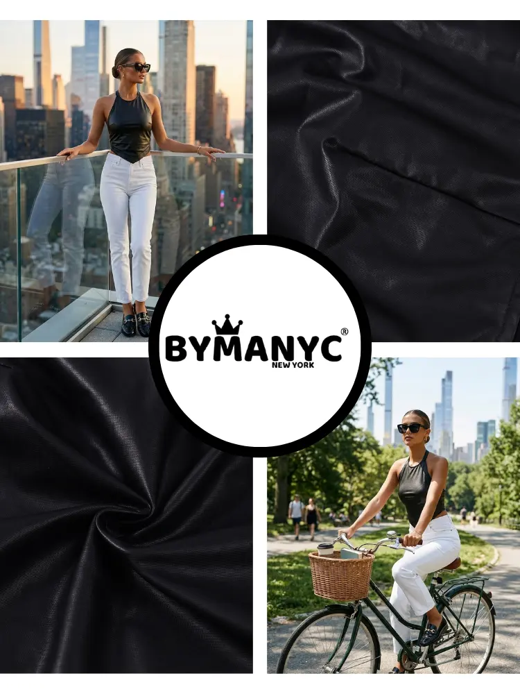 Black DUMBO Waxed Halter Top Prêt-à-Porter BYMANYC ® New York by BYMANYC ® New York