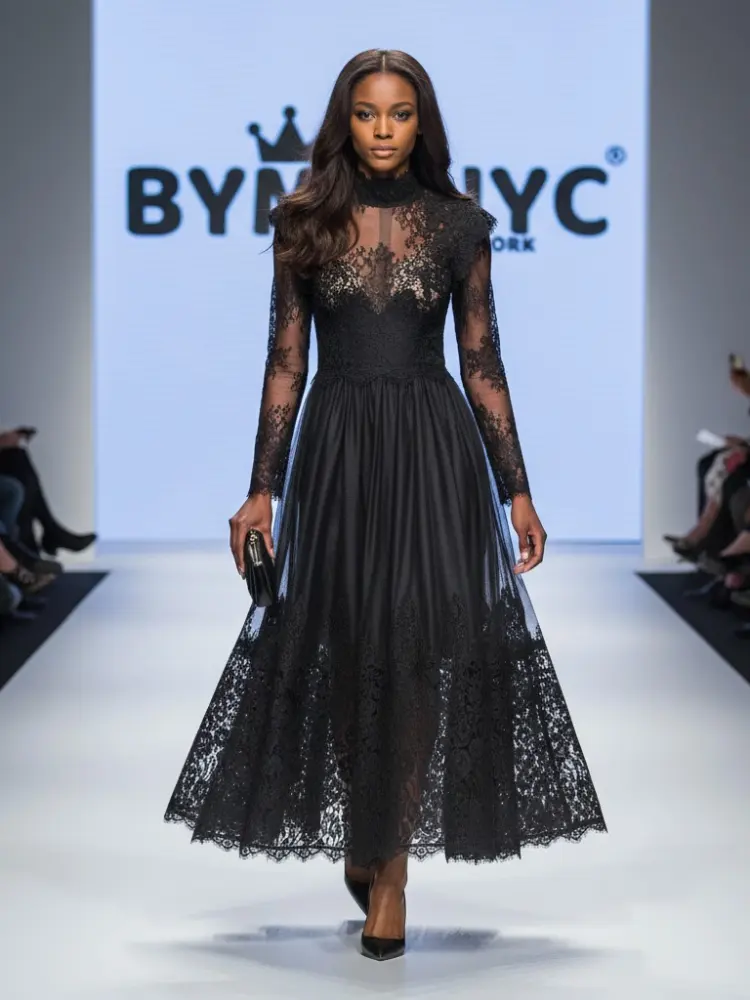 Black Midi Party Dress PARK SLOPE: Prêt-à-Porter Line BYMANYC ® New York by BYMANYC ® New York