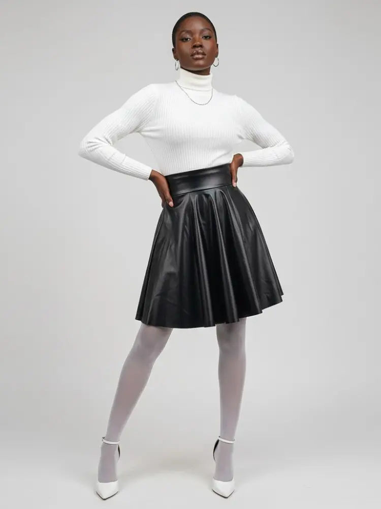 Black Vegan Leather Circle Mini Skirt SPRING: New Colección COUTURE in NOLITA - BYMANYC ® New York by BYMANYC ® New York