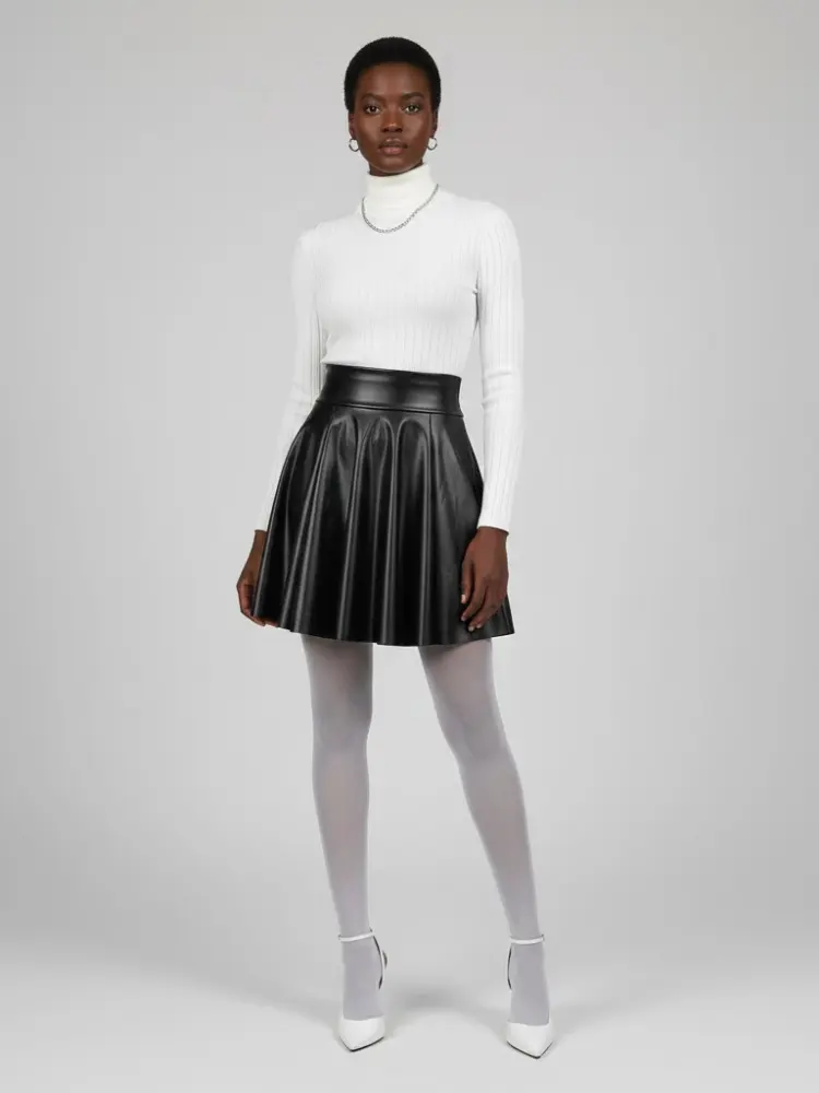 Black Vegan Leather Circle Mini Skirt SPRING: New Colección COUTURE in NOLITA - BYMANYC ® New York by BYMANYC ® New York