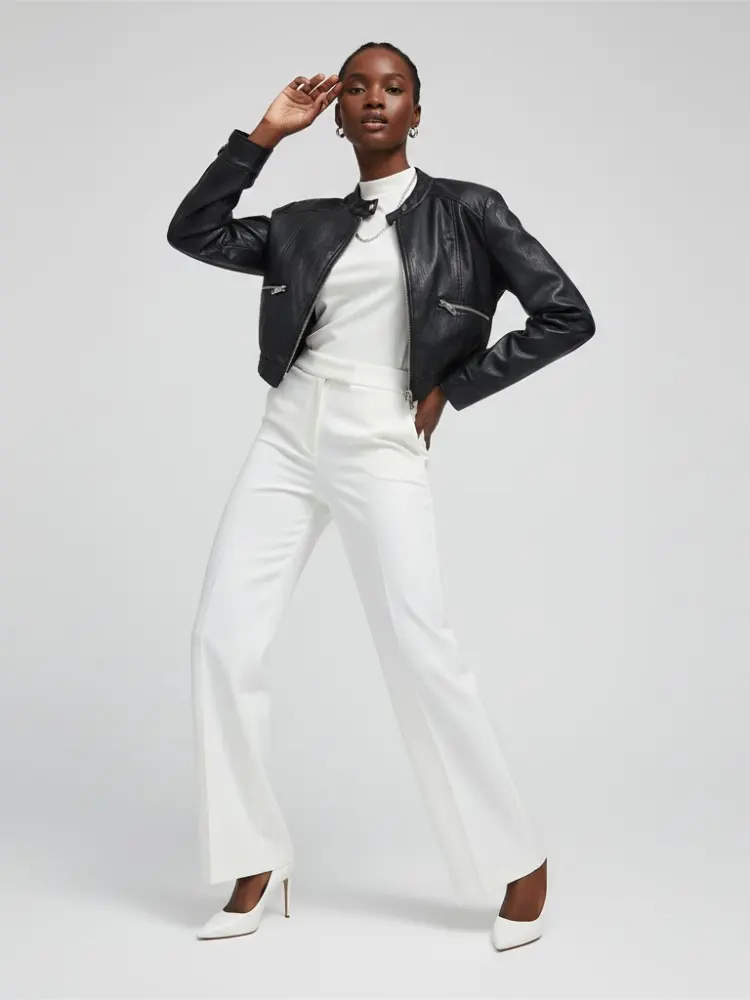 Black Vegan Leather Cropped Biker Jacket ELIZABETH: New Colección COUTURE in NOLITA - BYMANYC ® New York by BYMANYC ® New York