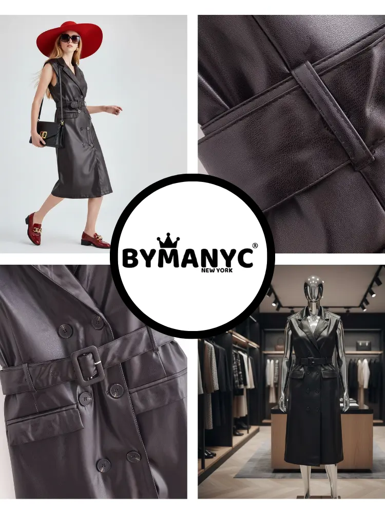 Black Vegan Leather Long Vest MOTT: New Colección COUTURE in NOLITA - BYMANYC ® New York by BYMANYC ® New York