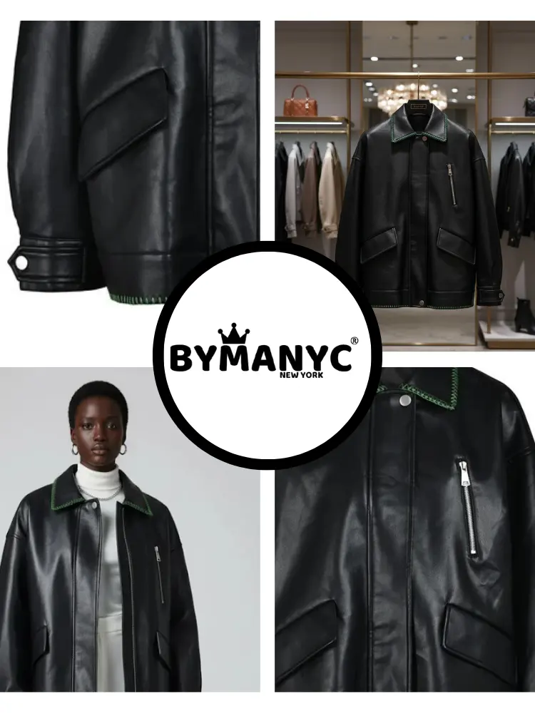 Black Vegan Leather Overshirt Jacket KENMARE: New Colección COUTURE in NOLITA - BYMANYC ® New York by BYMANYC ® New York