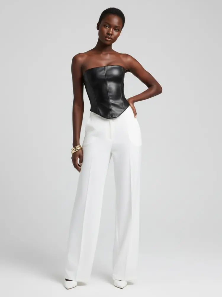 Black Vegan Leather Strapless Corset Top BOND: New Colección COUTURE in NOLITA - BYMANYC ® New York by BYMANYC ® New York